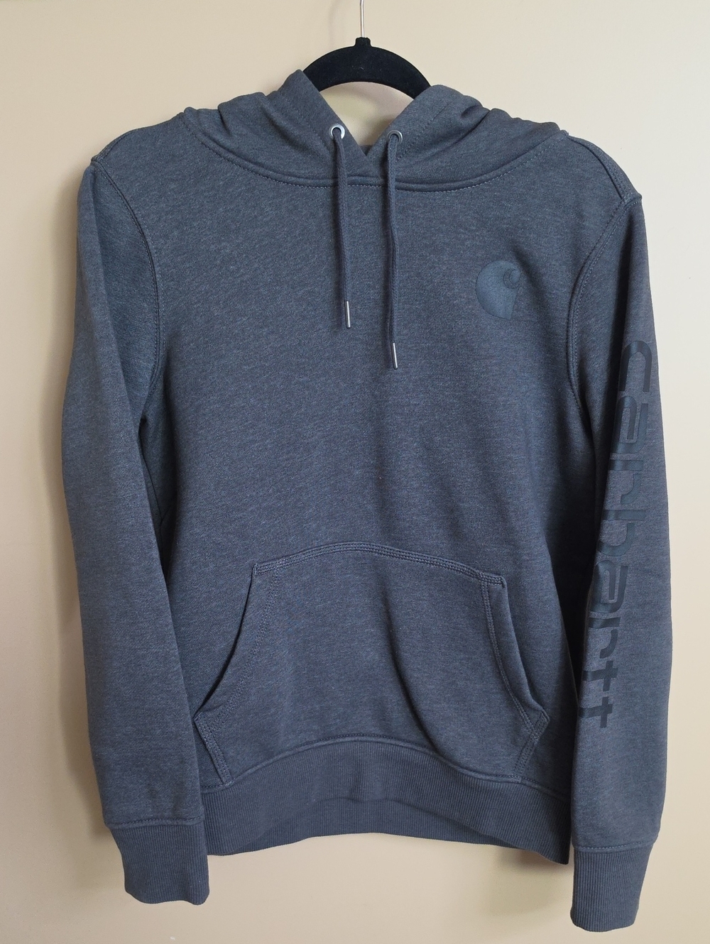 Carhartt Dark Gray Pullover Hoodie with Sleeve Logo